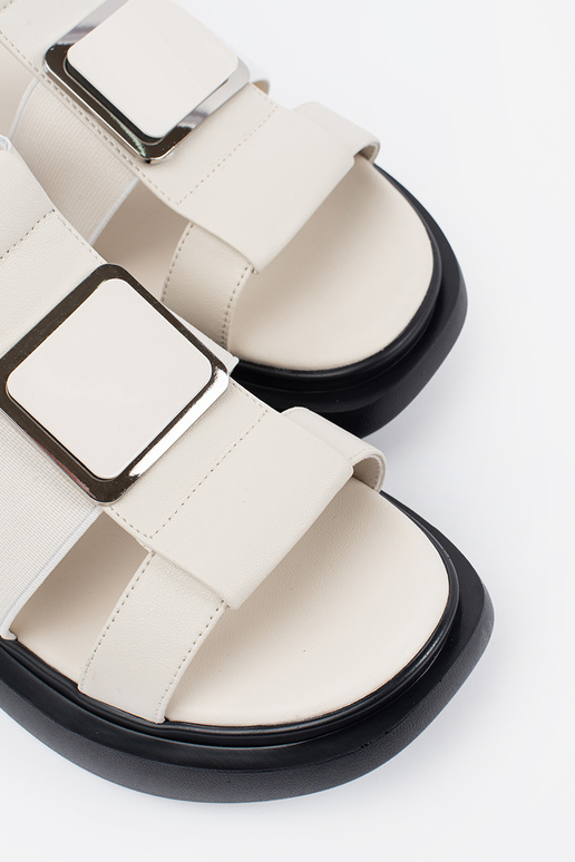 Sandalias Elegantes Marfim de Couro... Sandalias Elegantes Marfim de Couro...