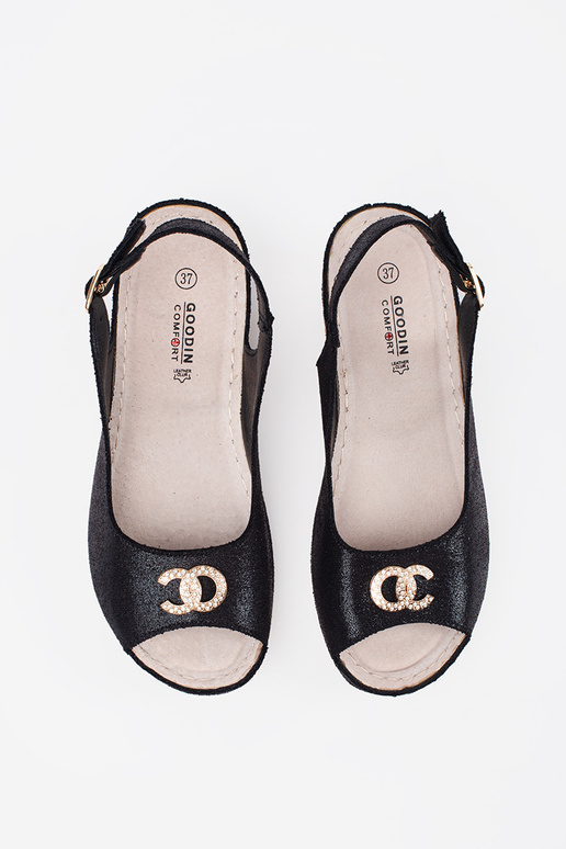 Sandálias pretas em salto alto com... Sandálias pretas em salto alto com...