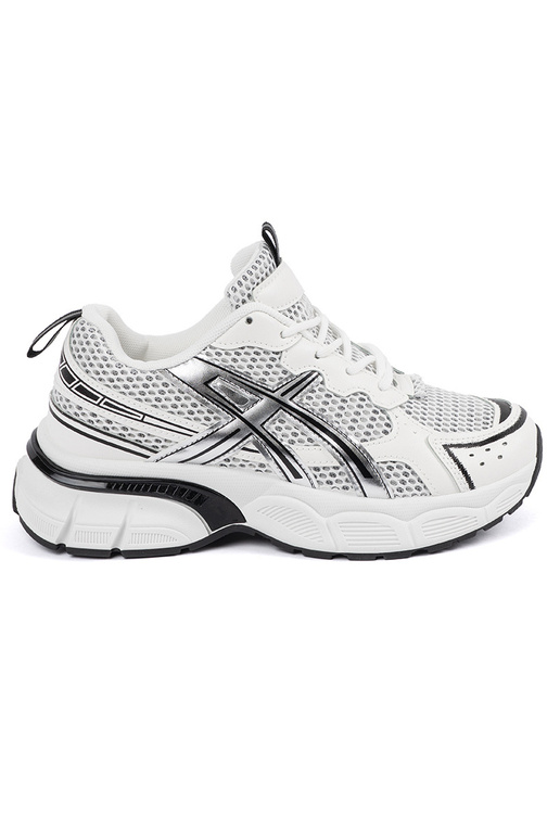 Tênis femininos brancos e pretos com...