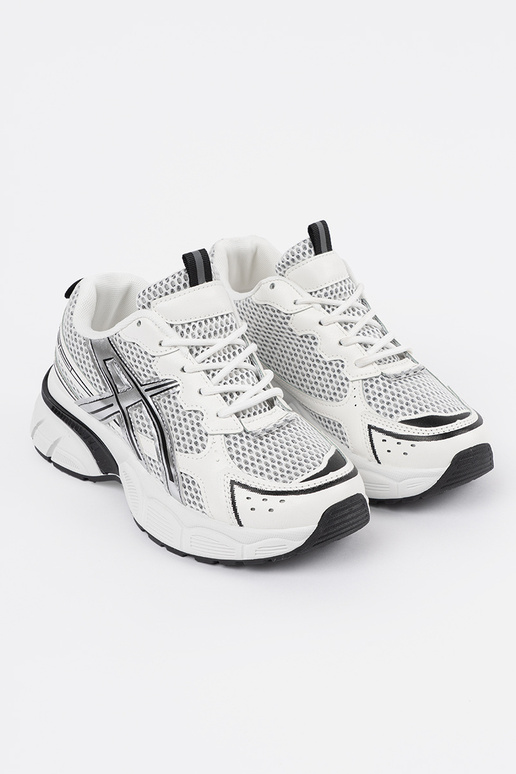 Tênis femininos brancos e pretos com...