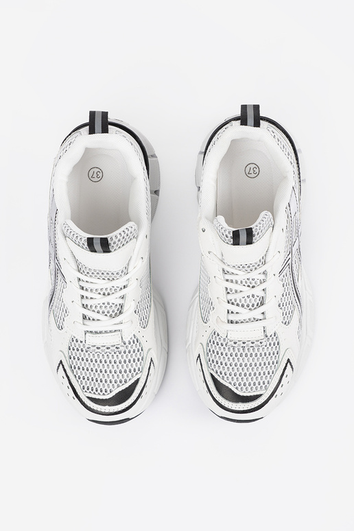 Tênis femininos brancos e pretos com...