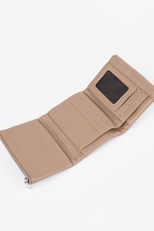 Carteira feminina bege em couro...