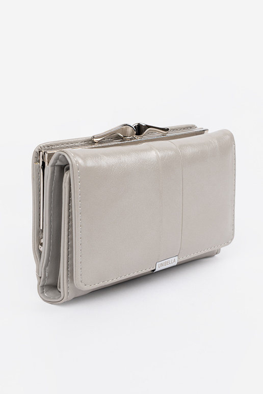 Carteira feminina cinza em couro...