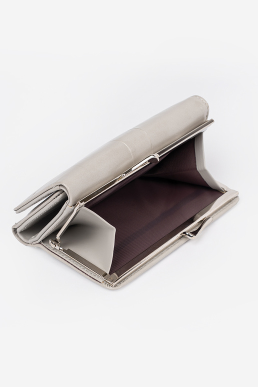 Carteira feminina cinza em couro...