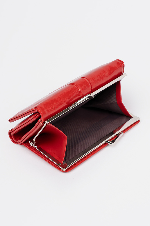 Carteira feminina vermelha em couro...