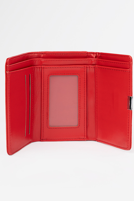 Carteira feminina vermelha em couro...