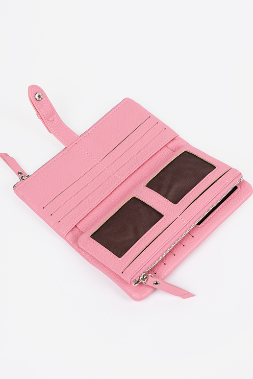 Carteira feminina rosa com...