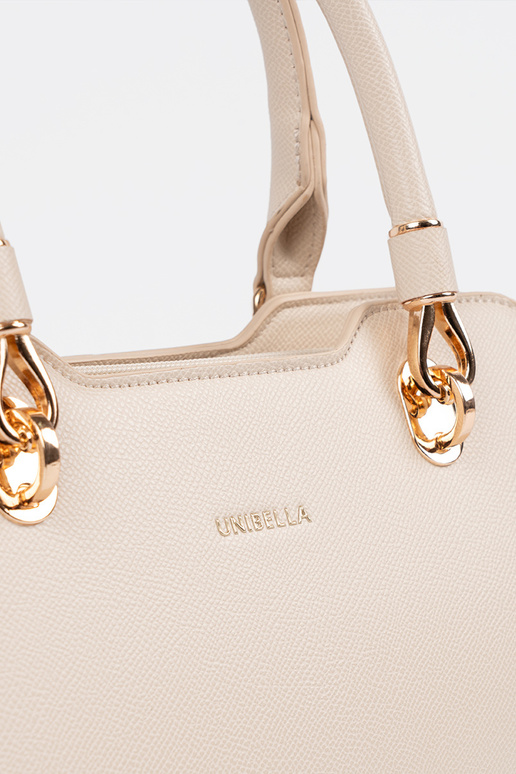 Bolsa feminina em tom areia brilhante