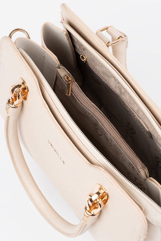 Bolsa feminina em tom areia brilhante