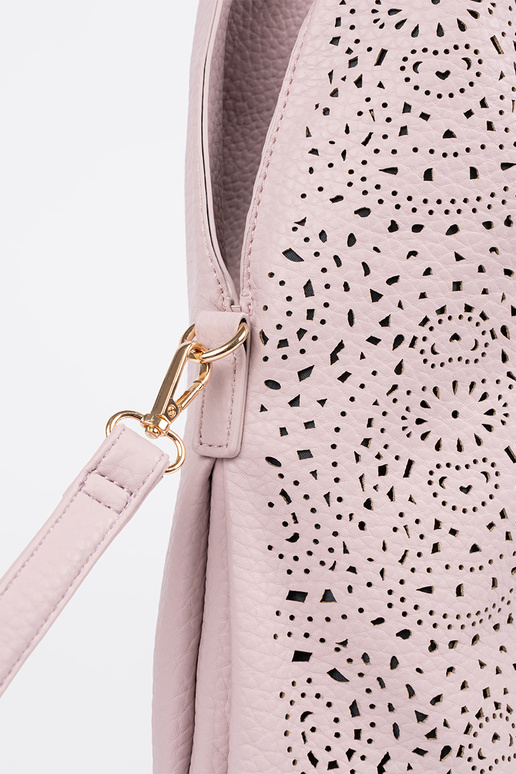 Bolsa feminina rosa em estilo vazado