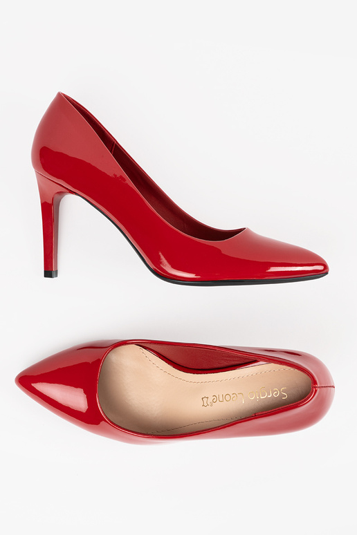 Sapatos altos femininos de couro...