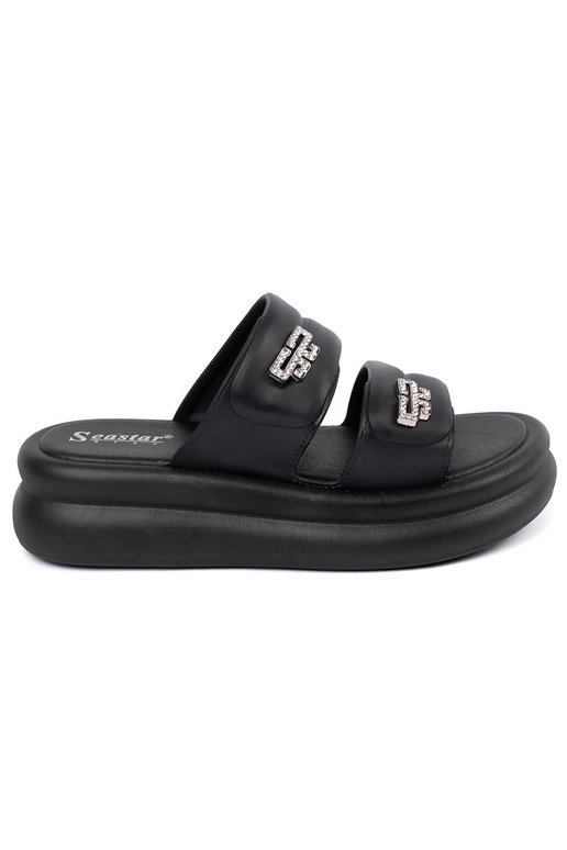 cor preta Chinelos mulheres com uma...