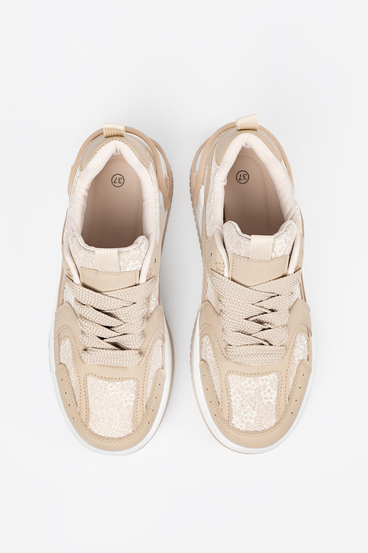 Sapatos casuais femininos z koronką bege Sapatos casuais femininos z koronką bege
