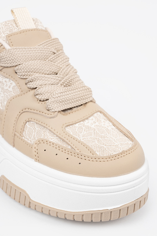 Sapatos casuais femininos z koronką bege Sapatos casuais femininos z koronką bege
