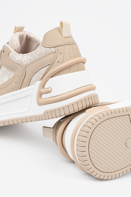Sapatos casuais femininos z koronką bege Sapatos casuais femininos z koronką bege