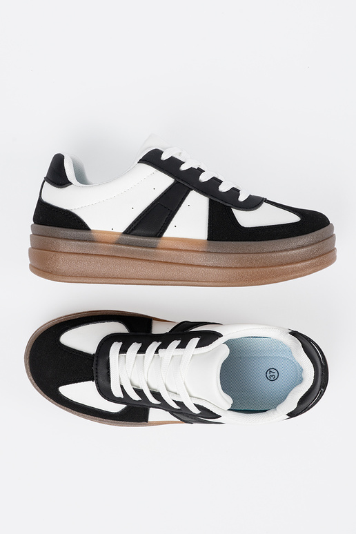 Tênis esportivos preto e branco com...