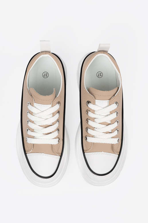 Tênis esportivos em tom areia com...