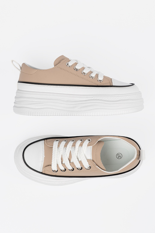 Tênis esportivos em tom areia com...