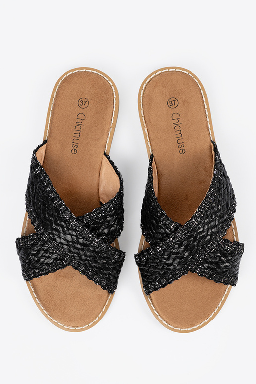 Chinelas femininas pretas com estampas Chinelas femininas pretas com estampas