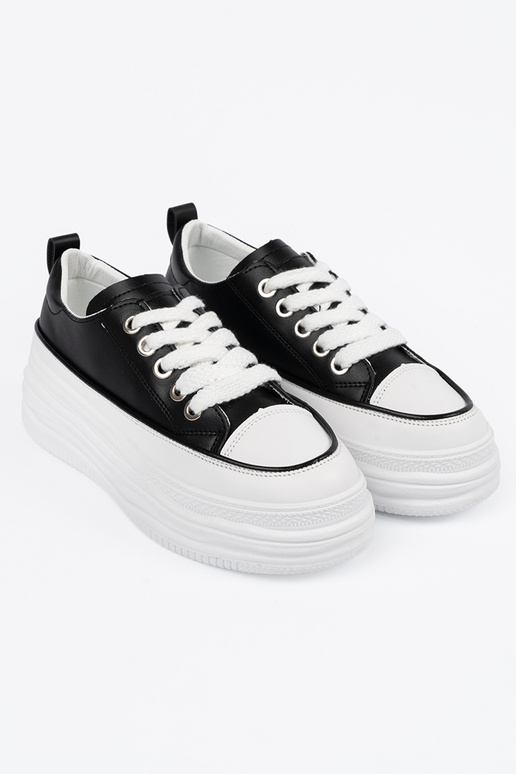 Tênis de lazer preto e branco com...