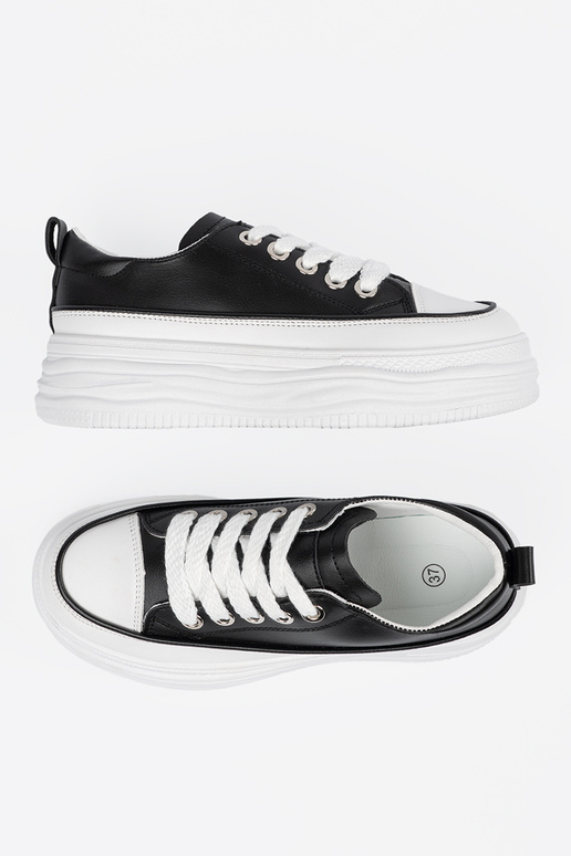 Tênis de lazer preto e branco com...