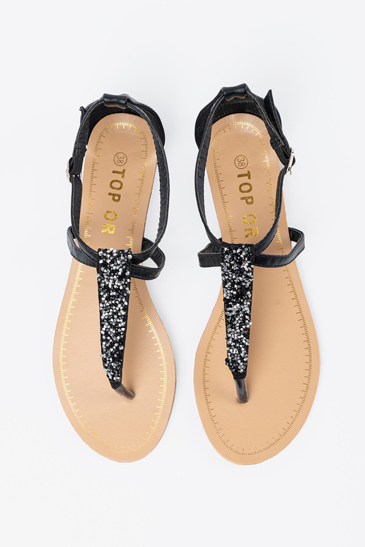 Sandálias pretas de sola plana no...