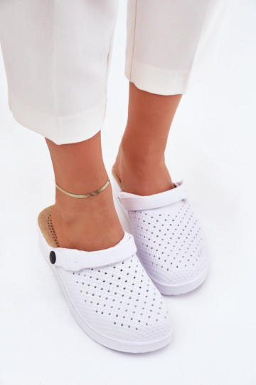 Chinelos leves Chinelos Tamancos Feminino cor branca Faylina