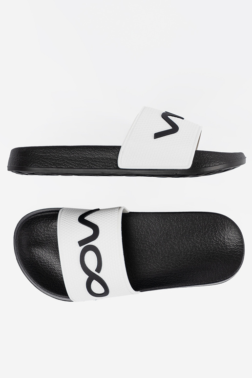 Branco-cor preta Chinelos com uma nota