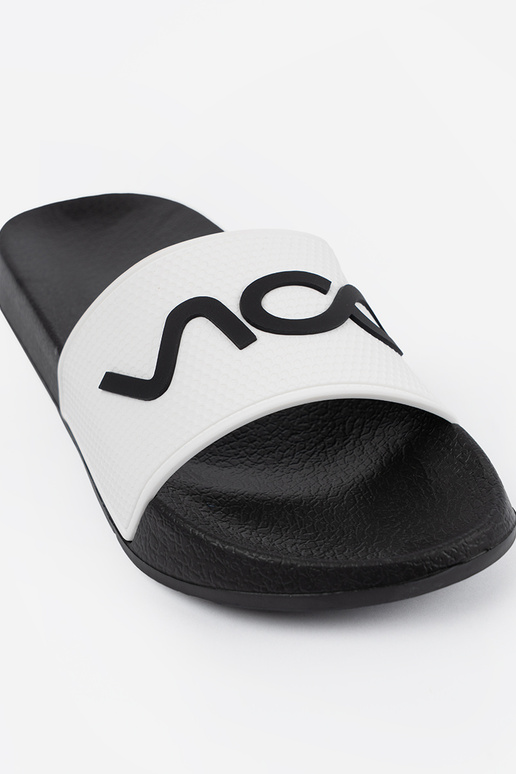 Branco-cor preta Chinelos com uma nota