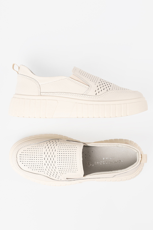 sapato Pele com uma plataforma beż