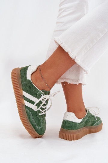 de camurça À modalo de tênis Feminino com uma plataforma cor verde Venera