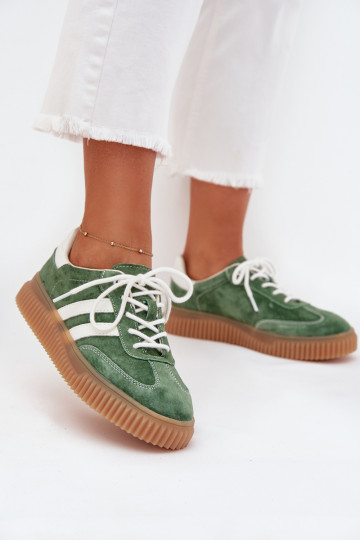 de camurça À modalo de tênis Feminino com uma plataforma cor verde Venera 2