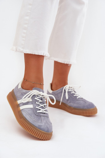 de camurça À modalo de tênis Feminino com uma plataforma cor azul Venera