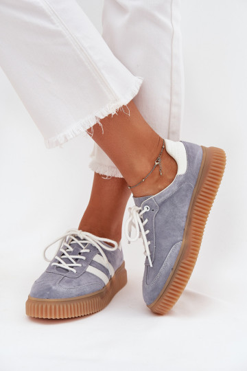de camurça À modalo de tênis Feminino com uma plataforma cor azul Venera 2