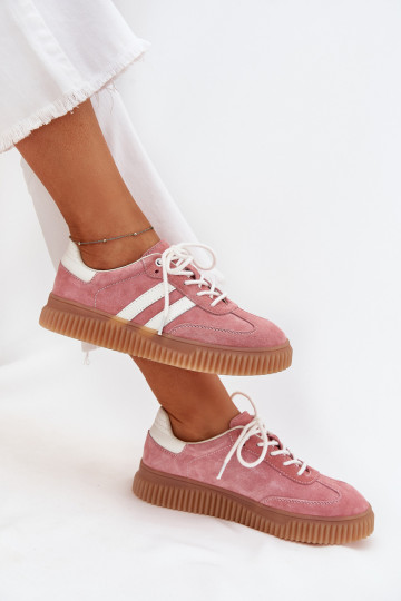 de camurça À modalo de tênis Feminino com uma plataforma cor rosa Venera