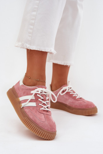 de camurça À modalo de tênis Feminino com uma plataforma cor rosa Venera 2