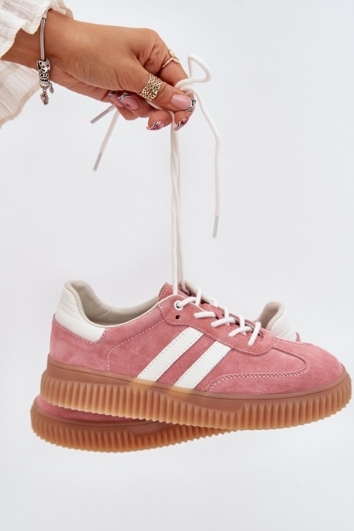 de camurça À modalo de tênis Feminino com uma plataforma cor rosa Venera de camurça À modalo de tênis Feminino com uma plataforma cor rosa Venera