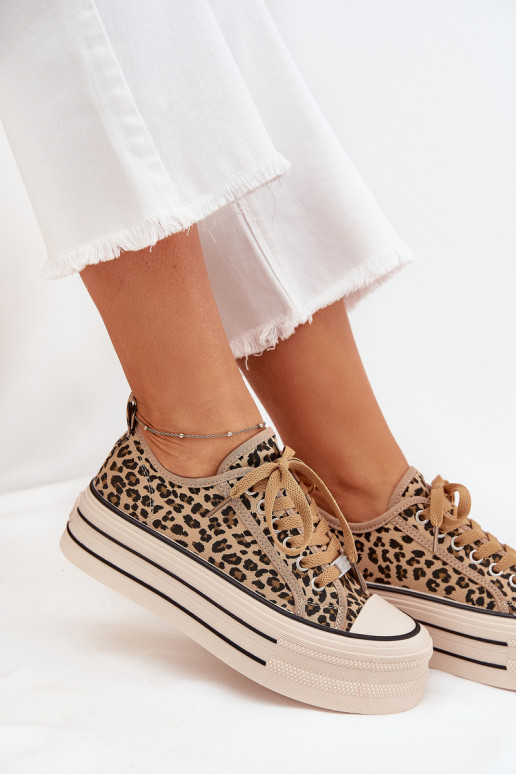 Sapatos de lazer com uma plataforma com padrões de pele de leopardo Tem que serrinae