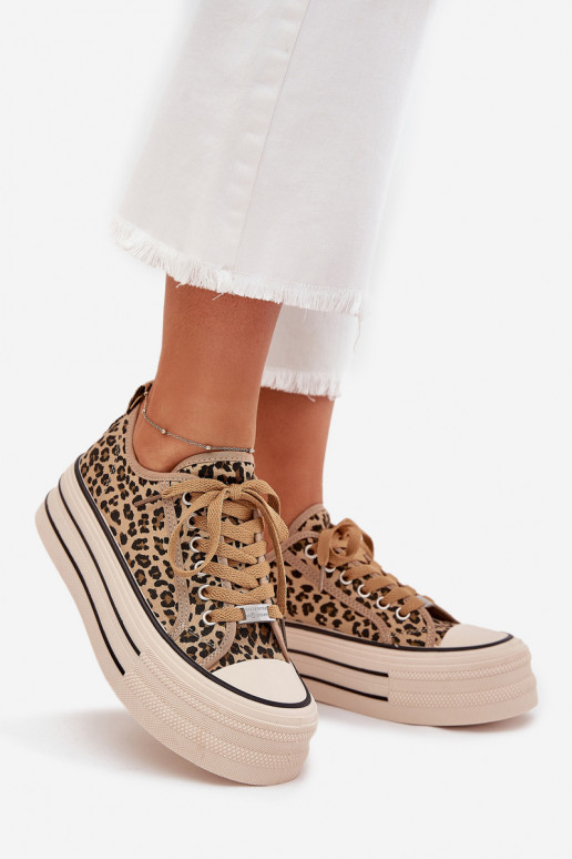 Sapatos de lazer com uma plataforma com padrões de pele de leopardo Tem que serrinae