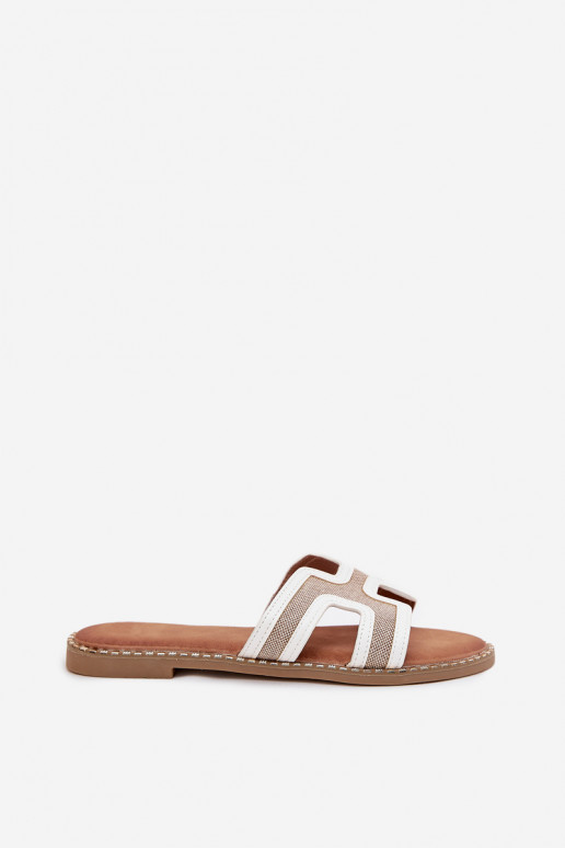 Chinelos femininos com salto largo cor branca Vereya