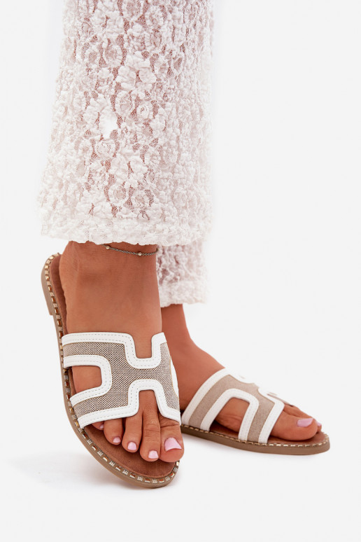 Chinelos femininos com salto largo cor branca Vereya