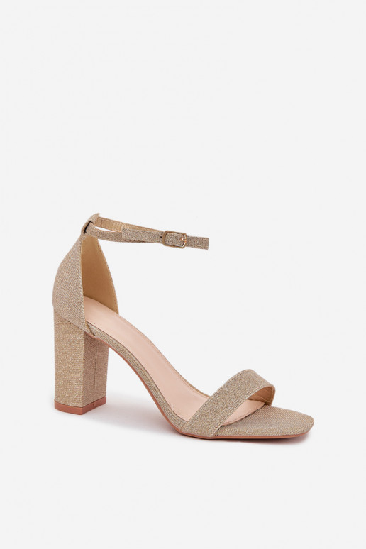 com brilho Sandálias femininas de salto alto cor dourada Kavina