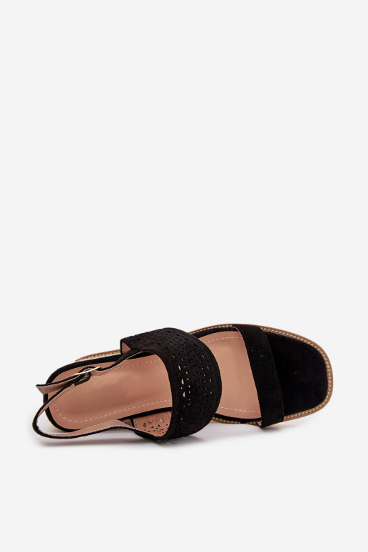 Sandálias femininas com elementos abertos Em uma cunha Com trança cor preta Zolira