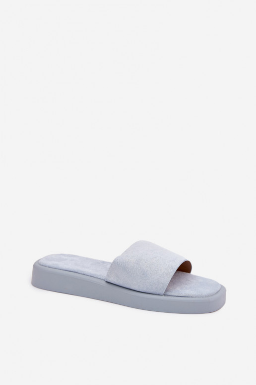 Chinelos femininos com uma plataforma Z de camurça ecológicau Azul claro Jorina