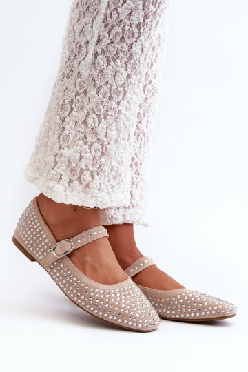 Bailarinas Eco Suede em Ozdobione Com strass bege Tinara 2