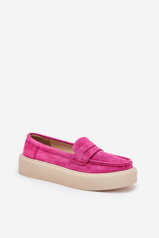 Mocassins femininos de camurça com plataforma Vinceza 79535 rosa