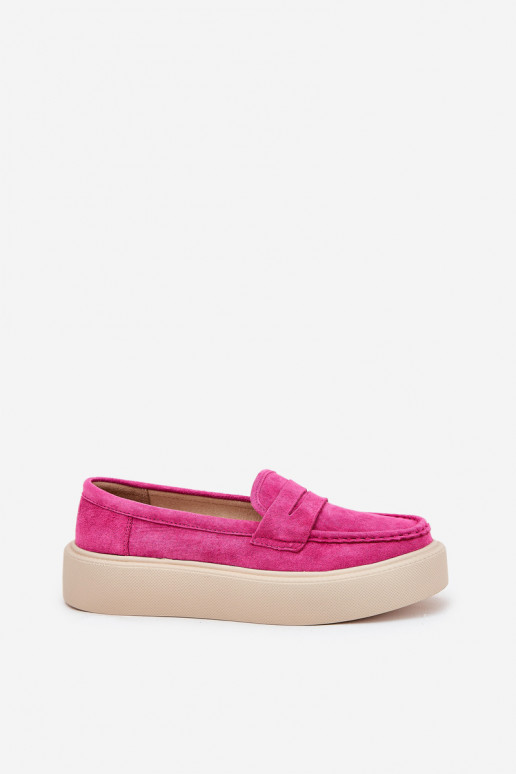 Mocassins femininos de camurça com plataforma Vinceza 79535 rosa