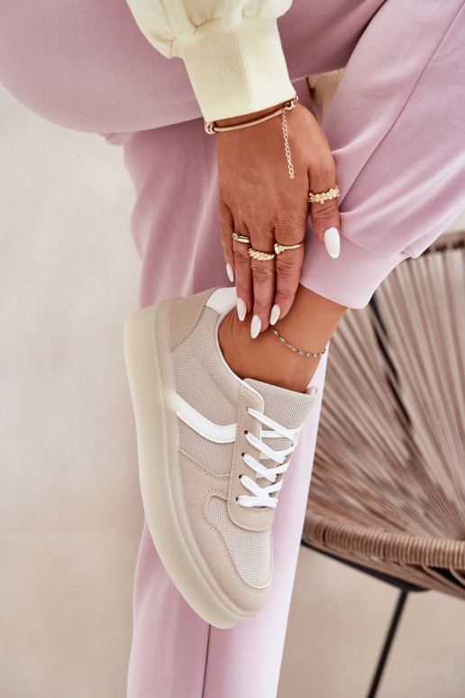 Baixo À modalo de tênis Feminino com uma plataforma bege Telmira