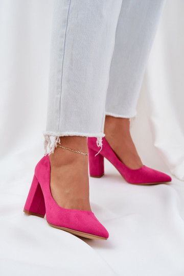 Sapatos de salto alto de camurça ecológicaoParae cor rosa Florena 2