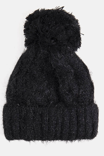Gorro preto com pompom Karloti